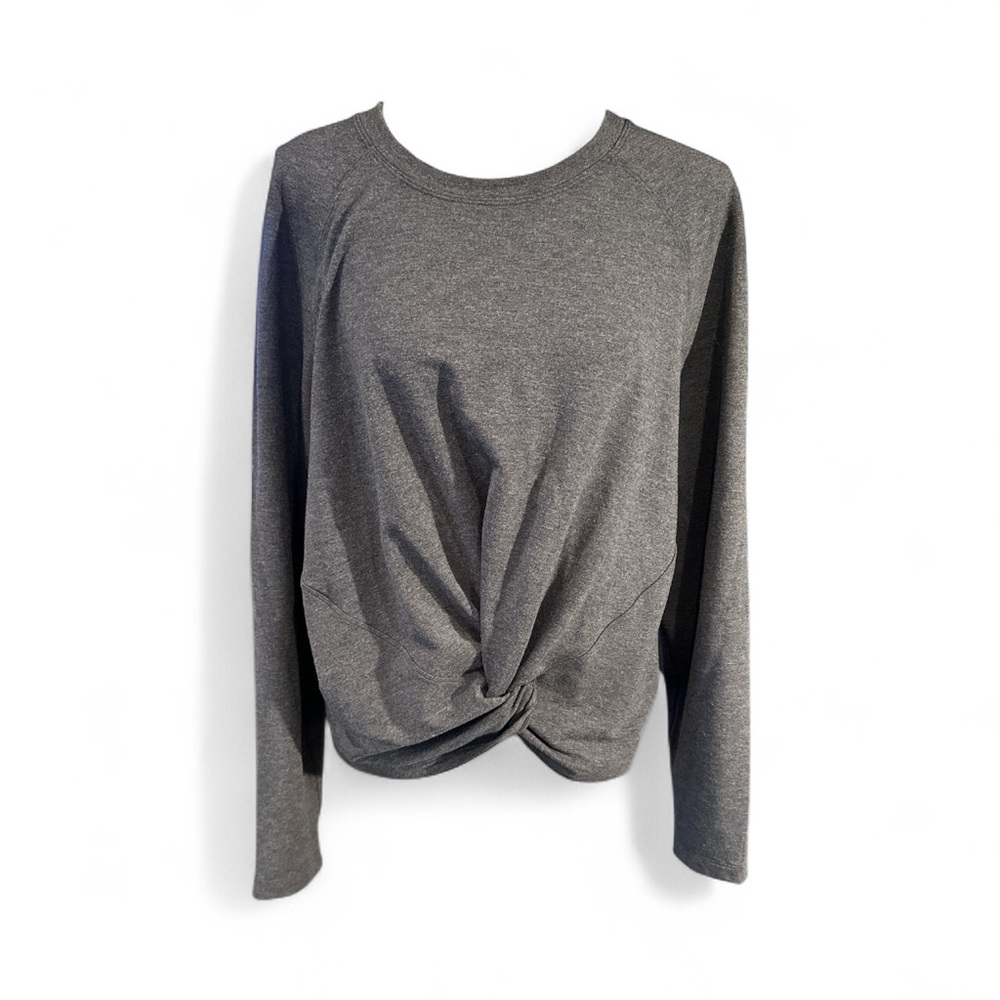 Lululemon Grey Tuck and Gather Long Sleeve Twist Front Long Sleeve Pullover | 6